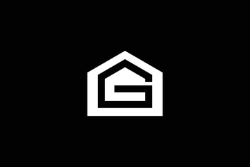 Minimal Awesome Trendy Professional Letter G Home Logo Design Template On Black Background