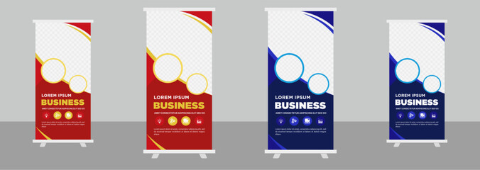 Naklejka premium Roll up stand banner design template Corporate business 