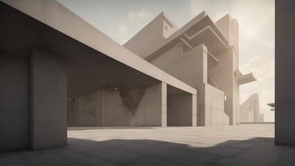 Obraz premium Generative AI,view of building against cloudy sky. road advertisement. Render for advertising auto products.