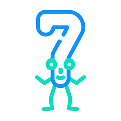 seven number character color icon vector. seven number character sign. isolated symbol illustration