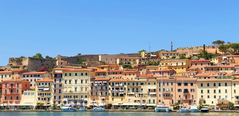 Fototapeta na wymiar Panorama of city Portoferraio, located on the island of Elba in Italy.