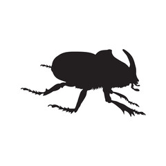 Silhouette of realistic beetle bug in isolate on a white background. Vector illustration