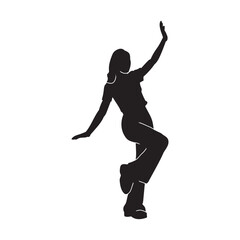 Fototapeta na wymiar Silhouette of a woman performing modern dance. Illustration of a female dancer action pose.