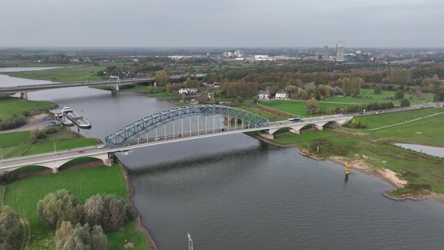 The IJssel Bridge also known as Katerveerbrug connection across the IJssel between Zwolle and Hattem. The Netherlands infrastructure.