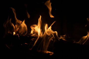 Dancining flames in a fireplace at christmas