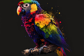 Obraz premium Abstract multicolored parrot illustration. Generative AI