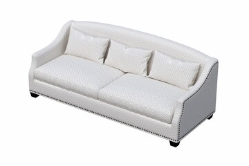 sofa isolated on white background, interior furniture, 3D illustration, cg render