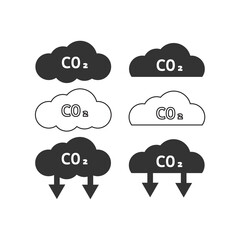 co2 icon. Smoking clound set line and background vector ilustration.