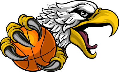 Eagle Hawk Basketball Ball Cartoon Team Mascot