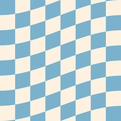 Vector checkered seamless patterns.Retro groovy checkered distorted pattern.Retro wavy psychedelic checkerboard.Vector illustration