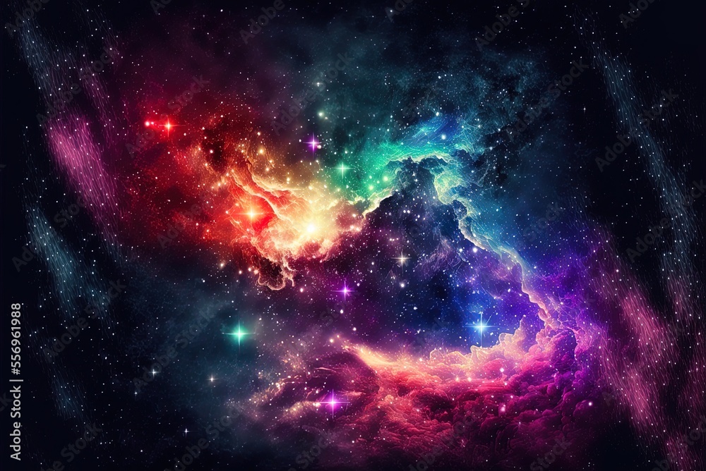 Wall mural beautiful starry sky with a colorful galaxy in the backdrop. generative ai