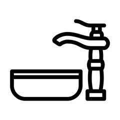 wash faucet water line icon vector. wash faucet water sign. isolated contour symbol black illustration