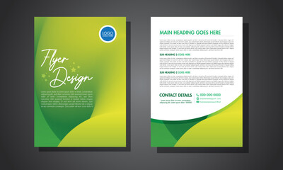 flyer business template with green color gradient for layout, cover, brochure, annual report, booklet, catalog