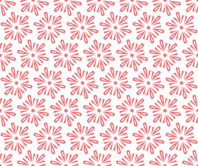 Flower geometric pattern. Seamless vector background. White and pink ornament