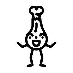 chicken meat character line icon vector. chicken meat character sign. isolated contour symbol black illustration