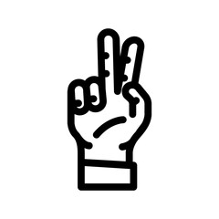 two number hand gesture line icon vector. two number hand gesture sign. isolated contour symbol black illustration