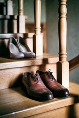 Buty ślubne na schodach