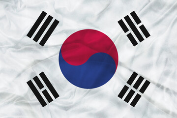 South Korea flag with fabric texture. High quality illustration.