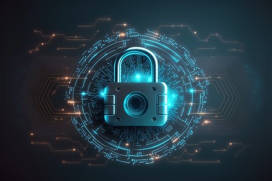 Abstract secure technology background with lock and circuit