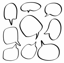 set collection hand drawn speech bubbles. vector design illustration