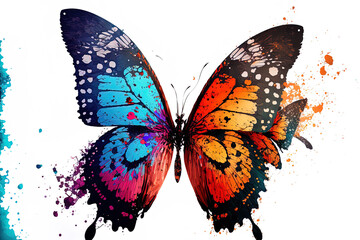lovely colored butterflies, isolated on a white background. Generative AI