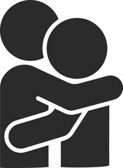 Empathy and compassion icon, affection icon black vector