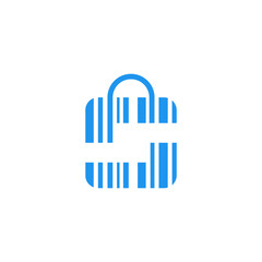 letter s with bag shopping logo design vector sign