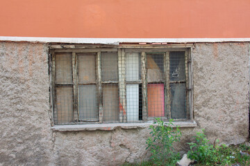 Fototapeta na wymiar old house window , wooden windows frame.