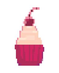 flat pixelated cupcake