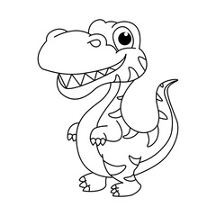 Cute dinosaurs cartoon characters vector illustration. For kids coloring book.