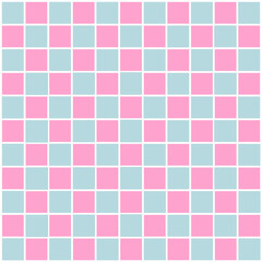 Checkered monochrome background. Blue and pink pastel squares grids seamless pattern. Designed for background, wallpaper, clothing, wrapping, fabric, Batik, embroidery style.