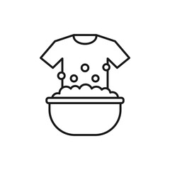 Washing clothes icon line style isolated on white background. Vector illustration