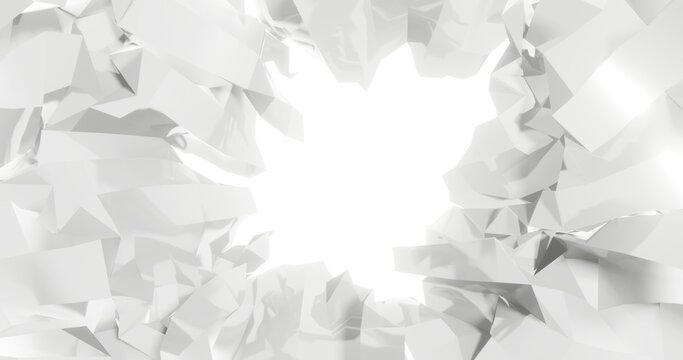 Abstract white broken background geometric pattern 3d render