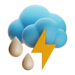 Premium Weather lightning icon 3d rendering on isolated background