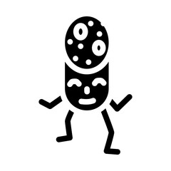 salami meat character glyph icon vector. salami meat character sign. isolated symbol illustration
