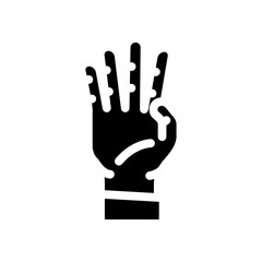 four number hand gesture glyph icon vector. four number hand gesture sign. isolated symbol illustration