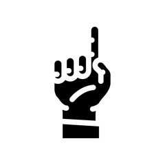 one number hand gesture glyph icon vector. one number hand gesture sign. isolated symbol illustration