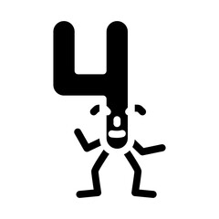 four number character glyph icon vector. four number character sign. isolated symbol illustration
