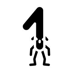 one number character glyph icon vector. one number character sign. isolated symbol illustration