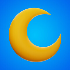Premium Weather crescent moon icon 3d rendering on isolated background