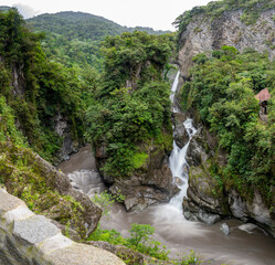 Incredible waterfalls in the middle of nature in the mountains of Ecuador