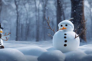 Obraz premium snowman in the snow