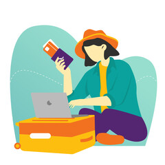 Woman Travel Color 2D Illustration