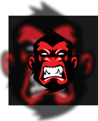 Gorilla head logo for sport club or team. Animal mascot logotype. Template. Vector illustration