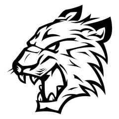 Sports vector labels with heads of animals. Wolf, bulls, ram and tiger emblems. Head sport animal, tiger and buffalo, sport label ram, bull sport logo, sport logo illustration