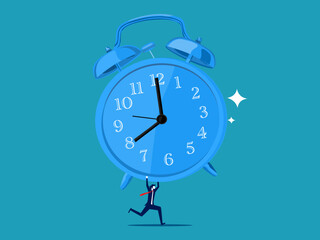 Have time for life. businessman holding a big clock vector