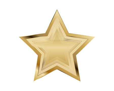Golden star on transparent background