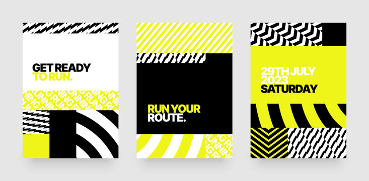 Vector layout template design for run, championship or sports event. Poster design with abstract running track on stadium with lane. Design for flyer, poster, cover, brochure, banner or any layout.