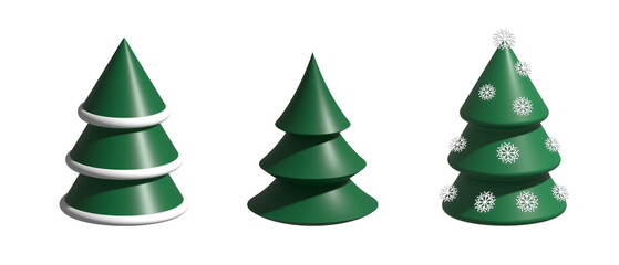 3d snowy Christmas tree icon with snowflakes