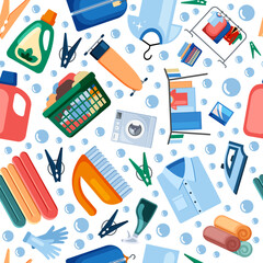 laundry service pattern. accessories for washing clothes. Vector seamless background for professional laundry service